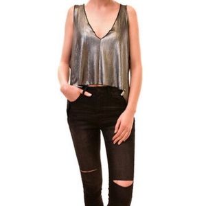 OneTeaspoon Vanderbilt Top Platinum Silver
